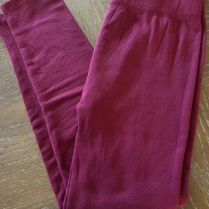 Amazon Women's Burgundy Stretch Ribbed Waist Leggings